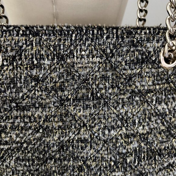 Kate Spade Natalia Chain Tweed Tote Shoulder Bag - Picture 6 of 12